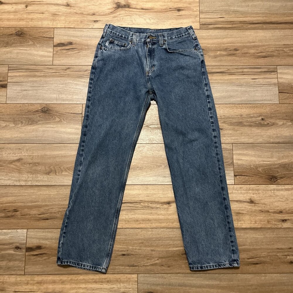 Men's Carhartt Relaxed Fit Denim Jeans 34x32 Blue Casual Cotton Modern B460 DPS